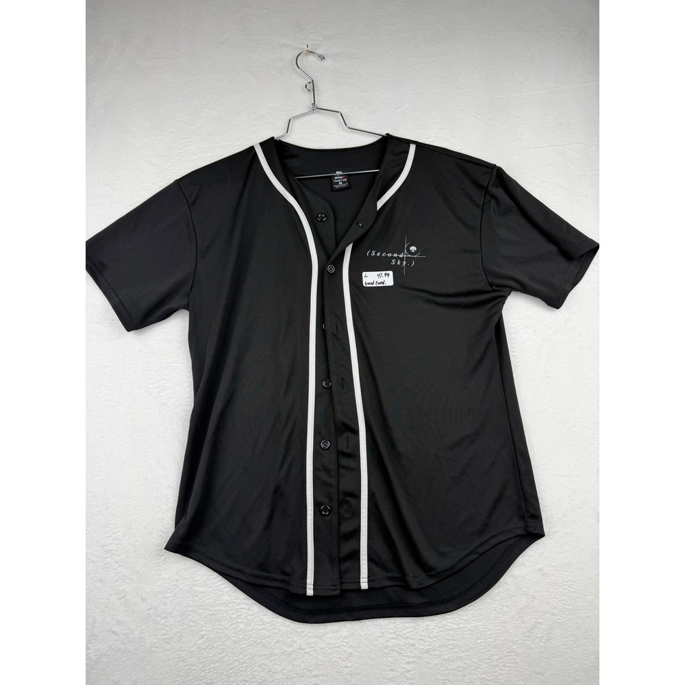 YoungLA Second Sky Baseball Jersey Mens Large Black Button Front Graphic Shirt